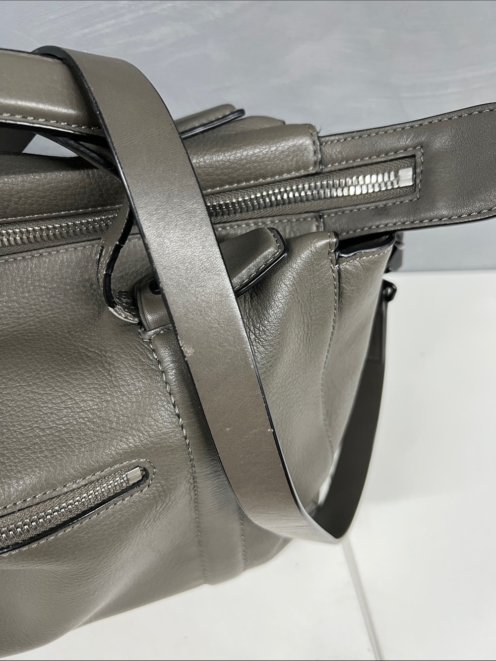 Rag & Bone Leather Crossbody Satchel in Olive Gray - Picture 11 of 16